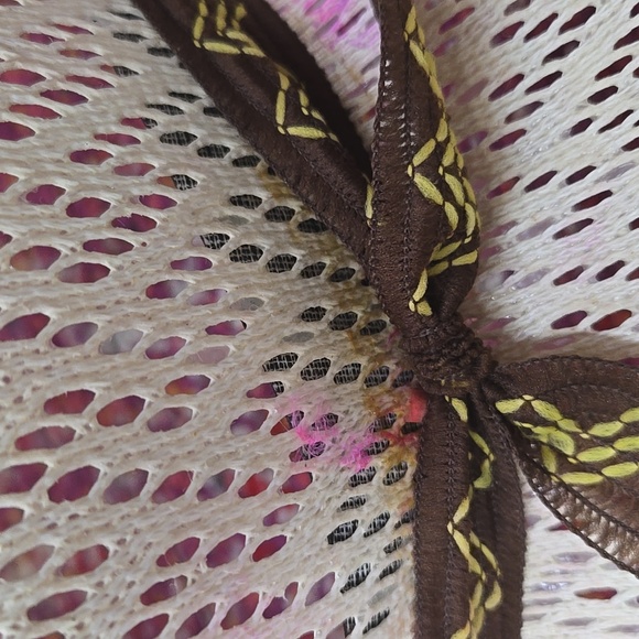 Vintage Lace Cowboy Hat Mexico Souvenir Feather Band Bohemian Cowgirl Western - Picture 14 of 16